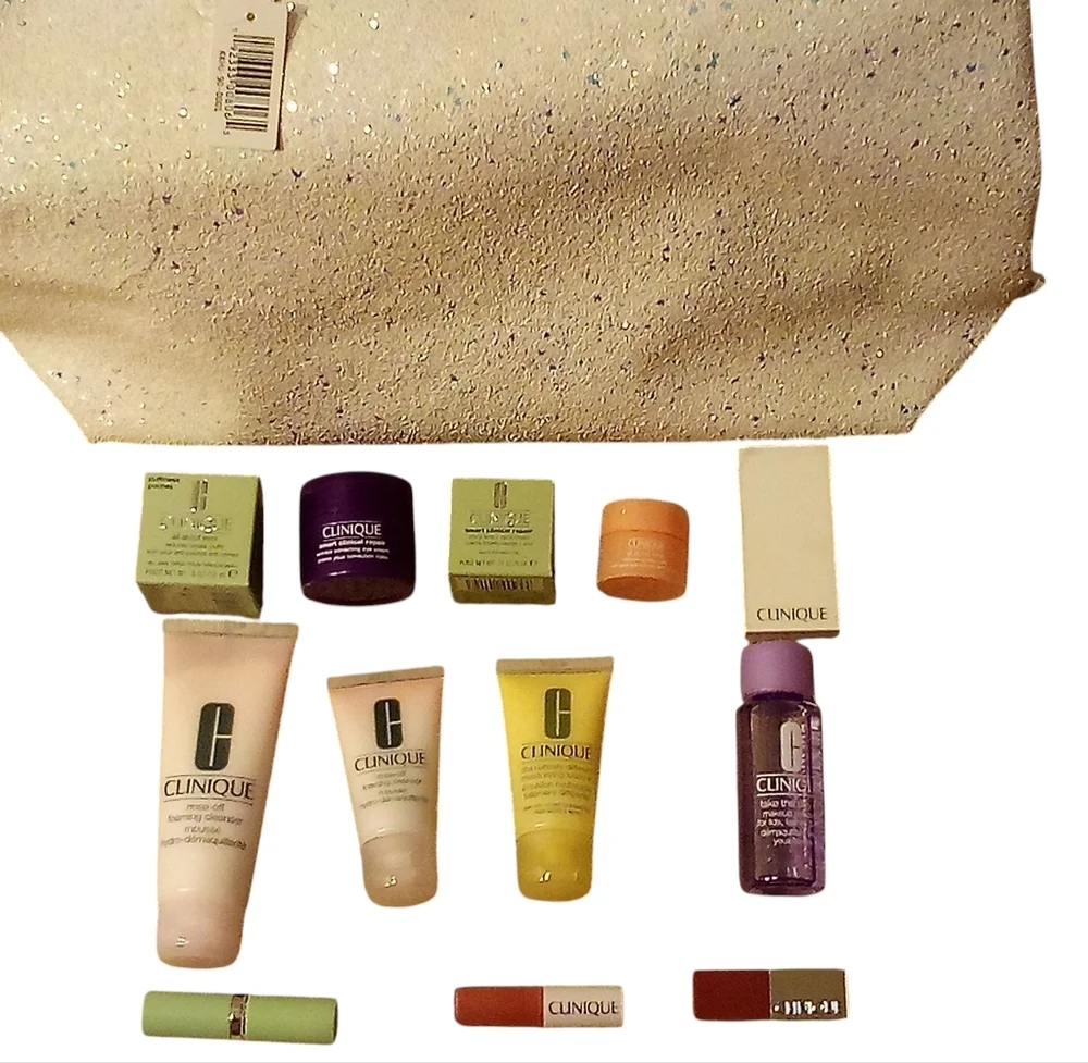 Clinique -NWT 12 Pc. Skincare and Makeup Set. Free Large White Tote W/Purchase - Picture 1 of 12